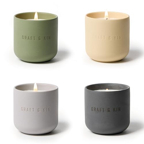 Craft & Kin Scented Candles Discovery Set | 4 Pack of 3oz Winter Candles | 20-Hour Burn Time, Soy Blend Wax, Cotton Wick, ...