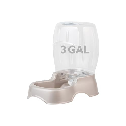 Petmate Pet Cafe Cat and Dog Water Dispenser - Water Bowl for Cats and Dogs, USA Made, 3 GAL, Pearl Tan