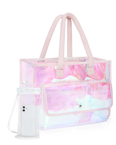 Bagsmart Waterproof Beach Bag for Women with Phone Pouch, Large Tote Bag for Pool, Travel and Vacation
