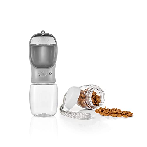 WePet Portable Dog Water Bottle with Food Container, 12 OZ + 6 OZ, Leak Proof Puppy Water Dispenser with Drinking Feeder f...