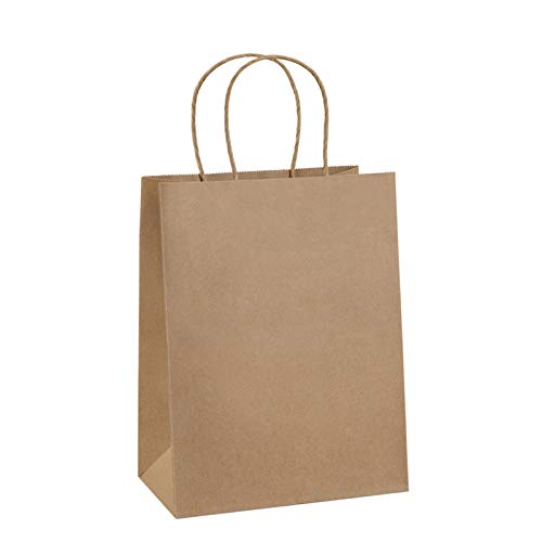 BagDream Gift Bags 8x4.25x10.5 100Pcs Brown Paper Gift Bags with Handles Bulk for Wedding, Party Favor, Grocery, Shopping,...