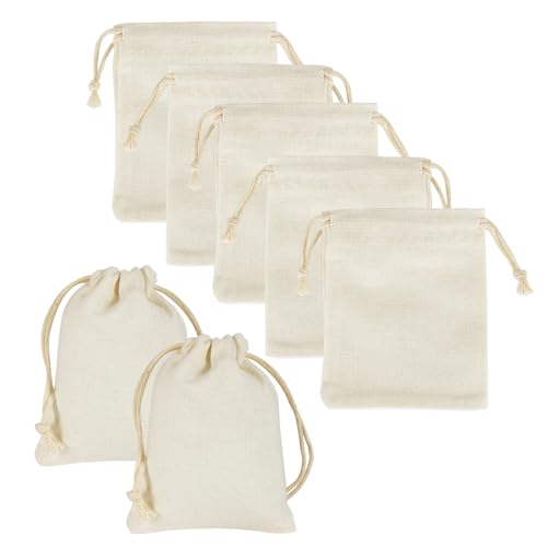 HRX Package 20pcs Little Muslin Bags 3x4 inches, Double Drawstring Cotton Jewelry Pouches Empty Sachet for Mini Gift Party...
