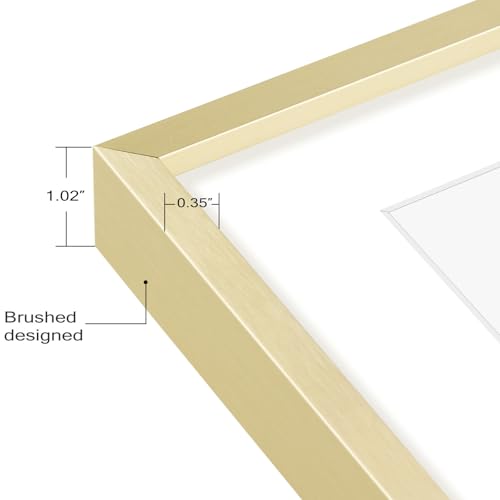 Golden State Art, Gold 5x7 Aluminum Picture Frame - Display Photos 4x6 with Mat or 5x7 inch Without Mat - Shatter-Resistan...