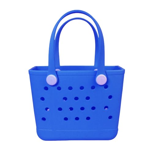 Uwooq Small Beach Tote Bag, Portable Mini Rubber Tote Bag for Women, 11" x 8.5" x 4.5" Waterproof Cute Beach Bag for Sports