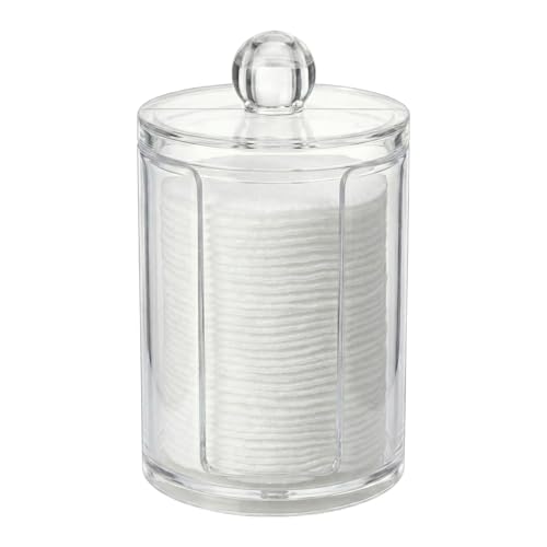 AkoSlale 10oz Clear Plastic Cotton Round Holder Organizer - Shatterproof Vertical Makeup Pad Dispenser Canister with Lid f...