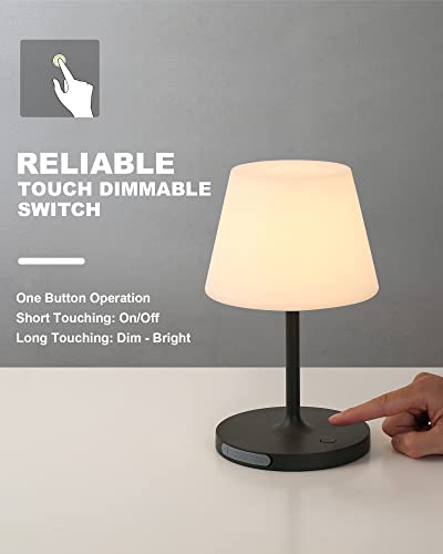 WEILAILUX Outdoor Battery Operated Table Lamp Waterproof, 4000mAh Cordless Table Lamp Rechargeable, Touch Dimmable Desk La...