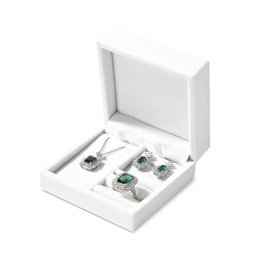 Papten 3-in-1 Velvet Jewelry Set Gift Box: Earring, Ring, Necklace Boxes - Small Jewelry Storage for Travel, Birthday, Mot...