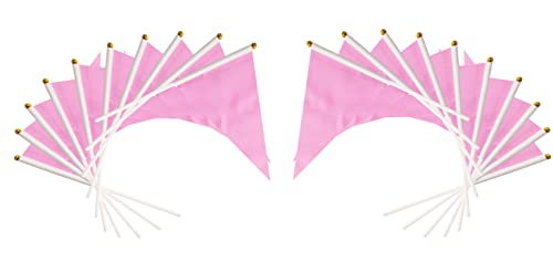 25 Pack Pink Pennant Flags Small Mini Hand Held Solid Color Pennant On Sticks Flags,Party Events Celebration,School,Grand ...