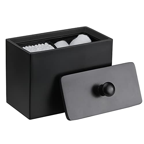 Luxspire Cotton Swab Holder, Qtip Holder Dispenser with Lid, 2 Compartments Cotton Ball Organizer, Bathroom Container, Q T...