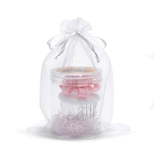 Volanic 50PCS 6X9 Inch (17X23 CM) Sheer Drawstring Organza Gift Bag for Jewelry Party Wedding Favor Candy Mini Bottle Samp...