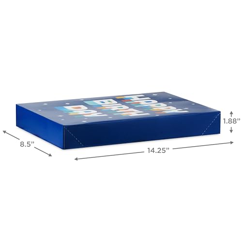 Hallmark Designed Shirt Boxes with Lids (8 Boxes: 2 Each of Orange and Blue Stripes, Plaid, Dots, Happy Birthday) for Birt...