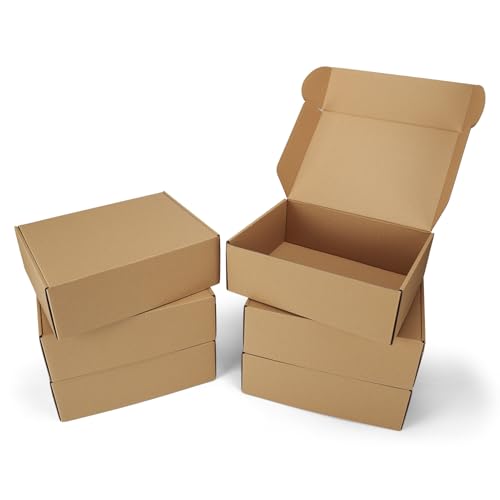 Serwrsw 12x9x4 Shipping Boxes Set of 6, Medium Cardboard Boxes for Packaging, Brown Mailing for Small Business