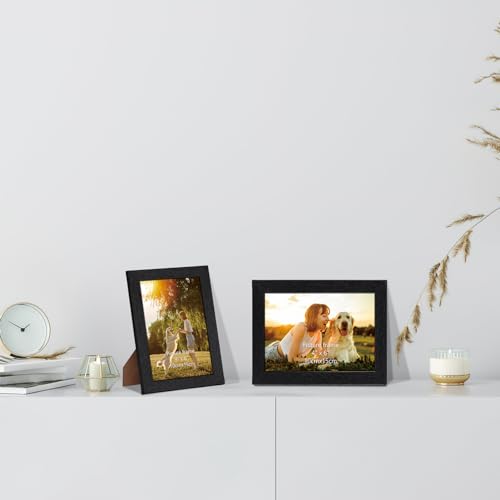 HORLIMER 4x6 Picture Frame Set of 15, Black Picture Frames Display 4 by 6 Photo for Wall or Tabletop