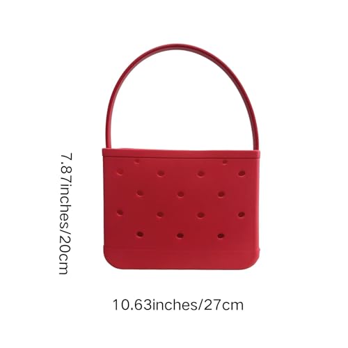 Lopqix Small Rubber Beach Tote Bag, Open Top Portable Outdoor Travel Bag for Beach Picnic Pool Outings