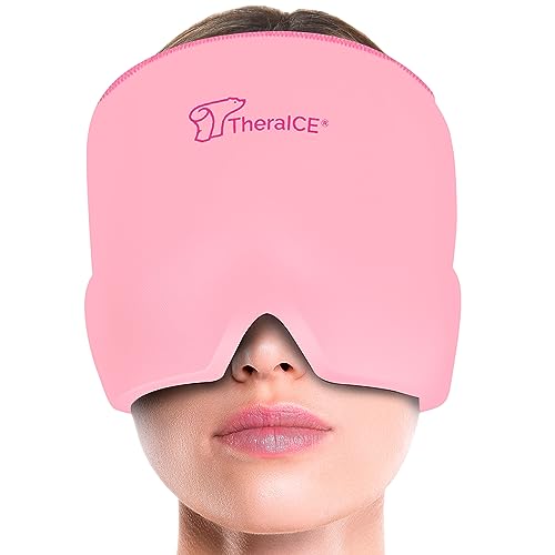 TheraICE Headache Relief Cap, Migraine Ice Pack Mask Products, Women Cooling Gel Hat, Face Cold Compress Head Wrap for Her...