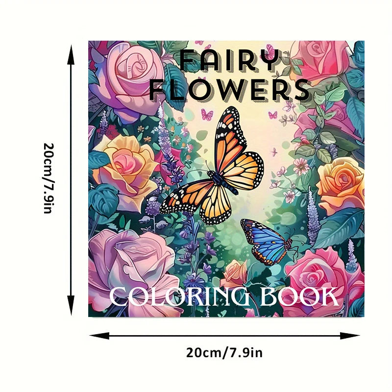 28 Pages Fairy Flowers Coloring Book Coloring Book For Adult Stress Reduction Colouring Book Valentine's Day Gifting, Birthday Party Gift, Drawing Supplies, Christmas Gift, Back To School Supplies