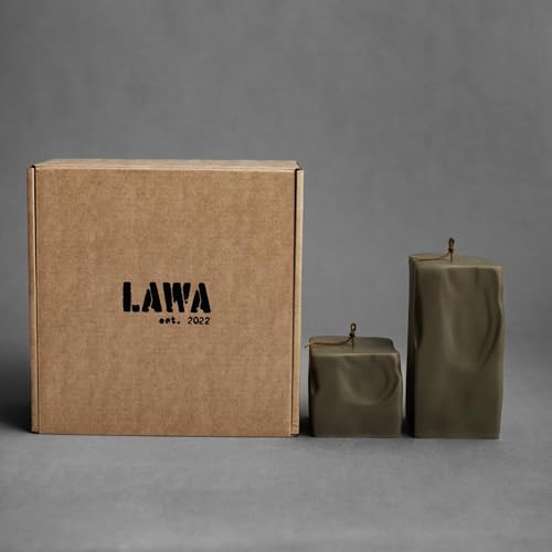 LAWA Raw Block Set of 2 Candle - Beautiful Handmade Pillar Scented Soy Wax Elegant Aesthetic Candle Housewarming Gift Home...