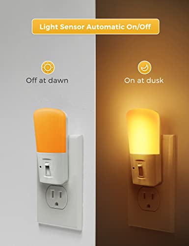 L LOHAS LED Amber Night Light, Dimmable Plug in Yellow Night Light with Dusk to Dawn Sensor, Kids Night Lights for Bedroo...