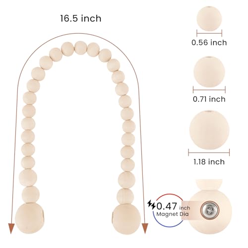 KLOGTSIND Magnetic Curtain Tiebacks, Curtain Holdbacks for Curtains 2 Pack, Wood Bead Curtain Holders for Boho Bedroom Dec...