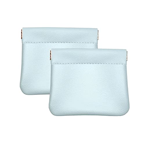 VOFOON [Upgrade] Leather Mini Squeeze Coin Purse, Small Jewelry Pouch Leather Travel Bag Coin Holder For Men/Women 2/4 Pack