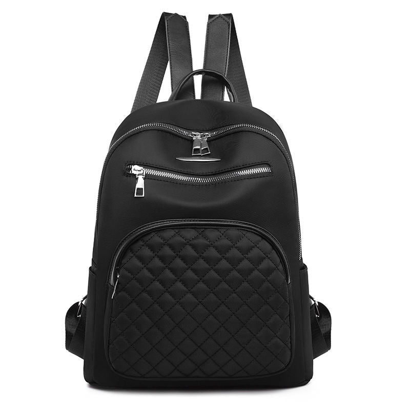 Womens Korean-style Solid-color Casual Oxford Cloth Backpack