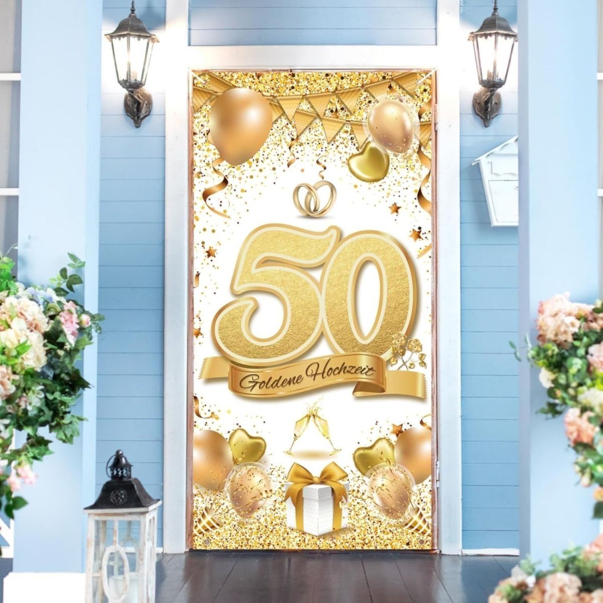 50 Golden Wedding Banners, 90x180 Cm; 50th Anniversary Wedding Banners; Gold Wedding Anniversary Banners;Golden Wedding Decor Banners; Hanging Decor For Indoors, Outdoors, And The Garden