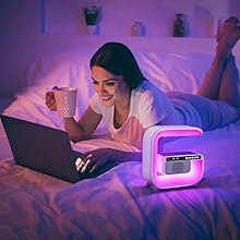 Table Lamp with Hi-Fi Bluetooth Speaker, Bedside LED Lamp with Up to 15W Qi Wireless Charger, Color Changing Mood Lamp wit...