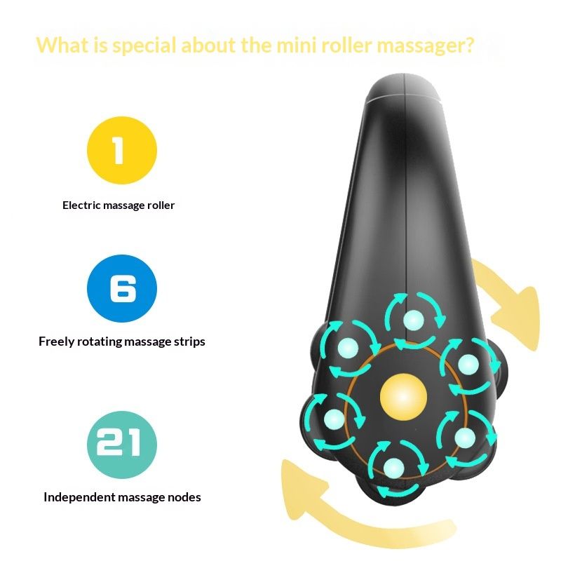 Handheld Electric Roller Massager For Sports Recovery Full-Body Muscle Relaxation Portable Fascia Rollercage
