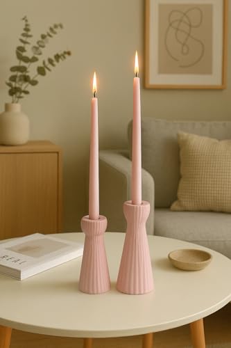 SCBLOOM Taper Candle Holders for Candlesticks Ceramic Candle Stick Candle Holder- Set of 2 Decorative Candle Stand for Wed...