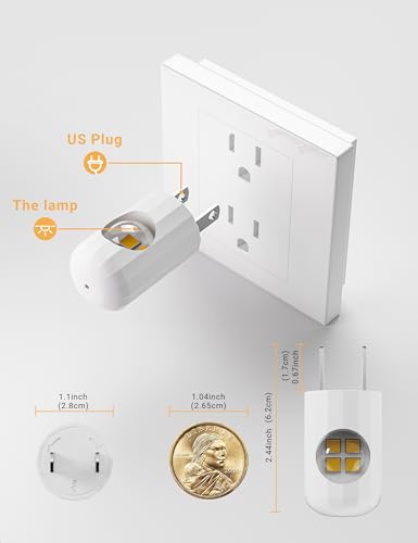 GEPLAD 6-Pack LED Night Light Plug-in Wall Outlet Light, Soft White 3000K,Dusk to Dawn Nightlight,Ambient Lighting,Nightli...