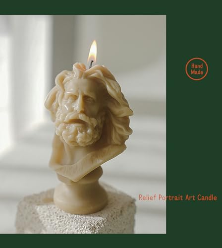 Muse Bust Statue Scented Candle,100G Greek Aesthetic Soy Wax Aroma Candle for Table Photo Prop,Matte Tea Color,Smokeless F...