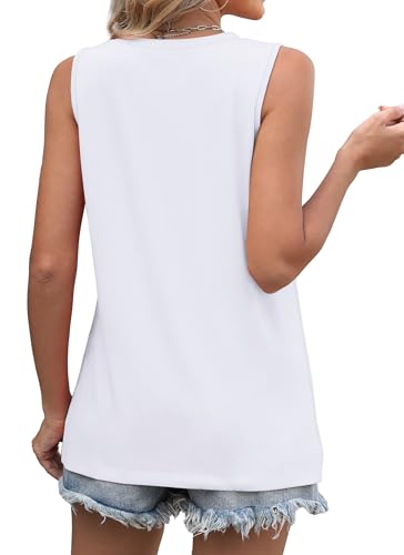 WIHOLL Women's Sleeveless Summer Crewneck Loose Fit Tank Tops