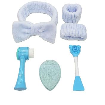 Facial Cleansing Care Set - Beauty Spa Mask Brush Kit, Including Soft Velvet Headband, Fine Silicone Cleaning Brush, Suita...