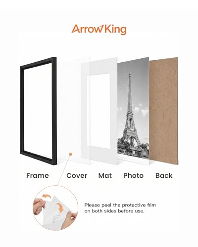 Arrow king 8x10 Black Picture Frame, Display Pictures 5x7 with Mat or 8x10 Without Mat, Wall or Tabletop Display with Stan...