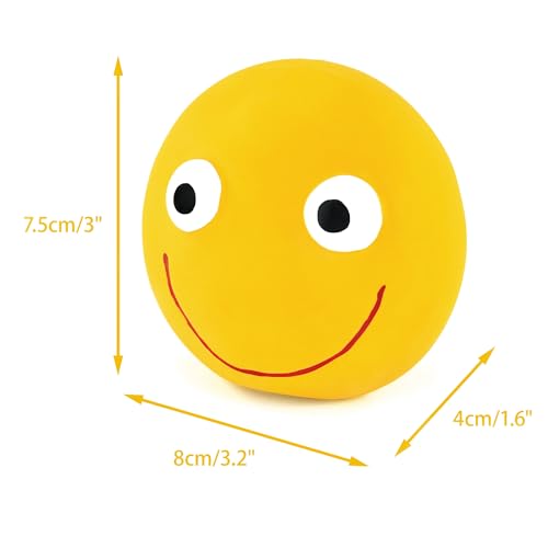 CHIWAVA 4 Pack 3.2'' Latex Squeaky Dog Toy Smiley Face Balls Interactive Fetch Play for Small Dogs