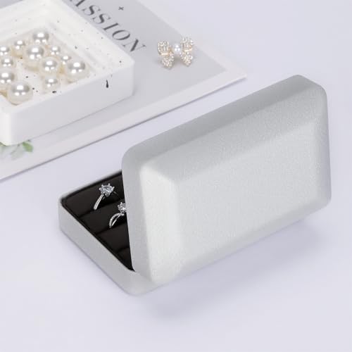 KUKUVR Velet Ring Storage Box for Multiple Rings, Travel Jewelry Stud Earrings Holder Case, 3 Slot Portable Ring Display O...