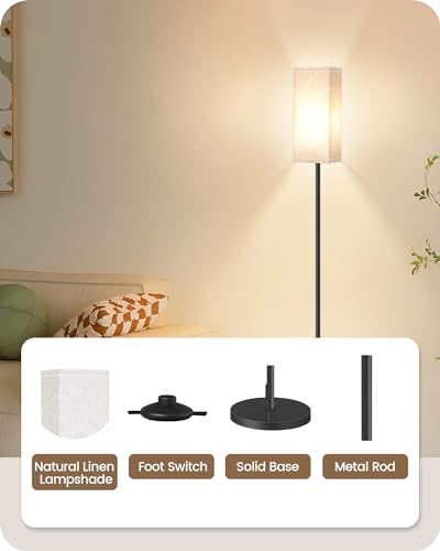 GOEBLESON 64.6" Floor Lamp, Pole with Foot Switch, Modern Standing Lamp Lampshade, Minimalist Freestanding Lamp (Bulb Not ...