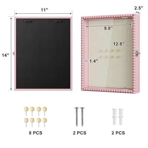 Love-KANKEI Shadow Box Frame 11x14, Deep Large Shadow Box Display Case with Unique Beads Door and Glass Window, Wood Memor...