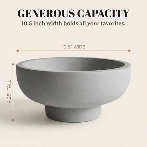 OAKOA Concrete Fruit Bowl for Kitchen Counter - Large Decorative Bowls for Home Decor - Modern Key Bowl for Entryway Table...
