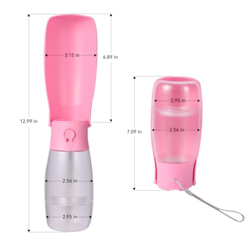 Fortuniphant 2-in-1 Foldable Pet Travel Water Bottle, Feeding Vessels for Pets, 11.8oz Water & 7oz Food Container for Dogs...
