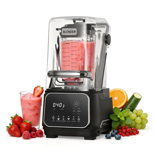 Blender, 68 Oz Professional Countertop Blenders With Shield, 2200W 26000RPM Kitchen Food Processor Combo, Self-Cleaning, Speed Adjustable, 6 Preset Menu For Smoothies, Ice Crushing, Puree, Black