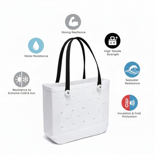 Waterproof Beach Bag Large Tote for Women 15x12x5 - Pool Travel Bag with Free Gift Charm, Sand Resistant EVA Beach Tote Ba...