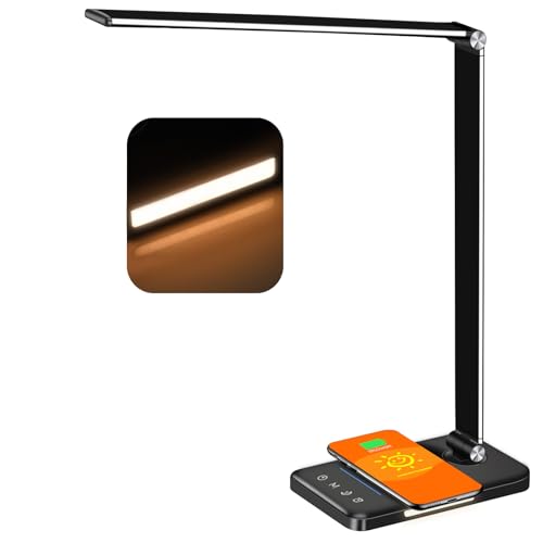AFROG 8-in-1 LED Desk Lamp with 10W Fast Wireless Charger,USB Charging Port,Desk Lamps for Home Office,5 Color Mode 7 Brig...