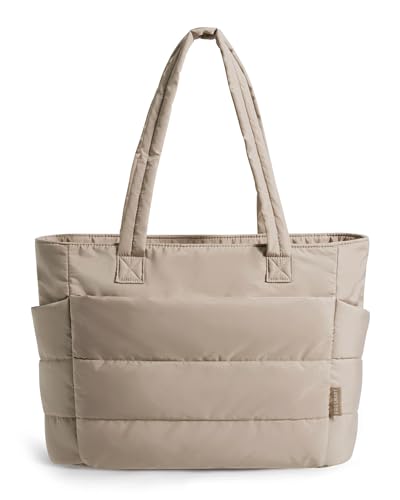 BAGSMART Tote Bag for Women, Lightweight Puffy Tote Bag with Compartments Shoulder Bag Handbag for Travel, Work, Gym | Lig...