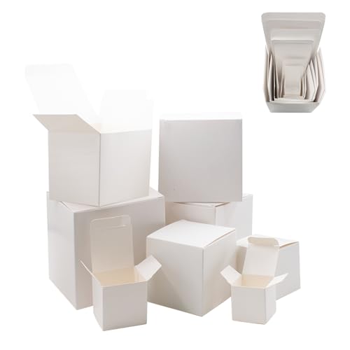 JoyHuaTrade 8 PCS Nesting Gift Boxes Assorted Size (1.2'' -4'') Prank Surprise White Square Box Funny Gag Supplies for Chr...