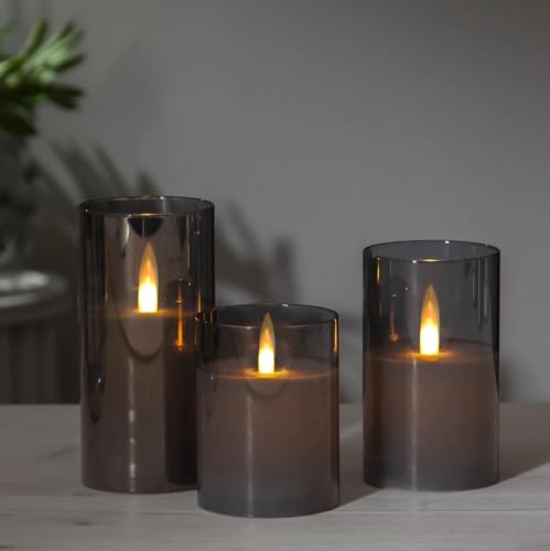 Kiexung Flameless LED Candles, New Analog 3D Wick Battery Powered Candle, Fake Candle with Remote Control & Timer for Dini...