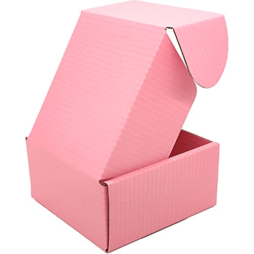 Lmuze Small Pink Shipping Boxes for Small Business Pack of 25-4x4x2 inches Cardboard Corrugated Mailer Boxes for Shipping ...