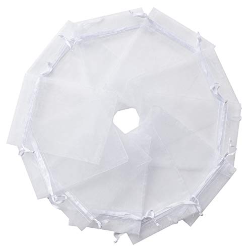 MOTYAWN 100 PCS Organza Gift Bags 4x5 White Wedding Party Favor Bags Mesh Gift Bags, Jewelry Pouches for Party, Baby Showe...