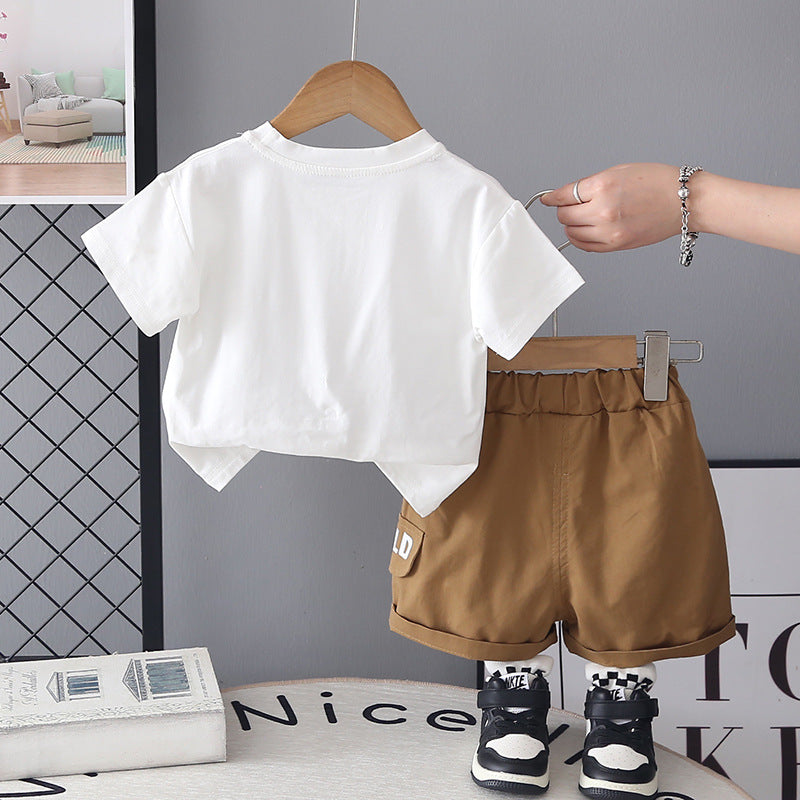 Korean-style Short-sleeve Top And Shorts Set For Baby Boys