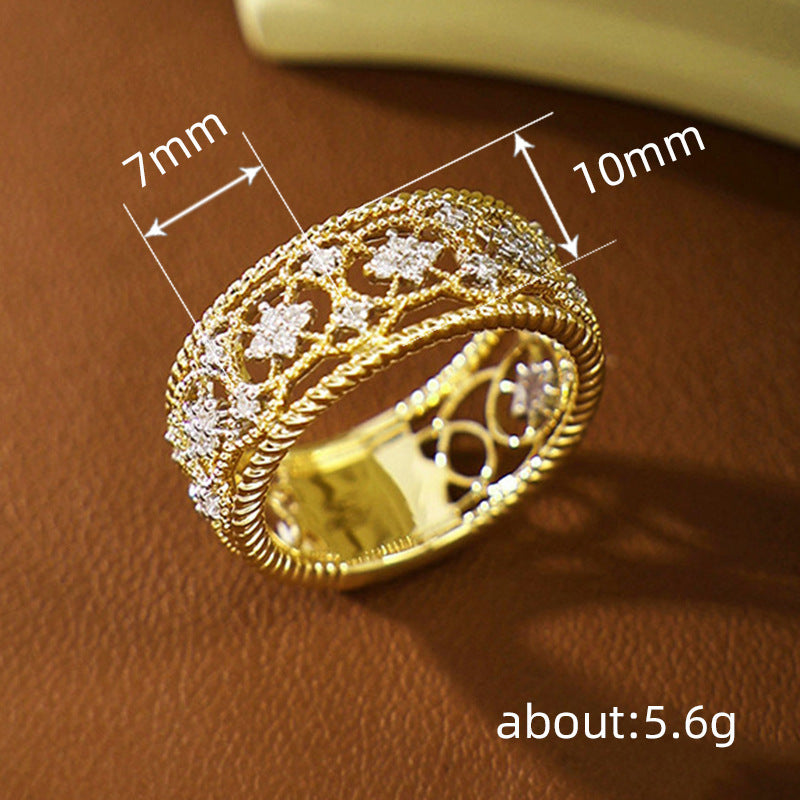 New Woven-pattern Gold-carved Openwork Ring